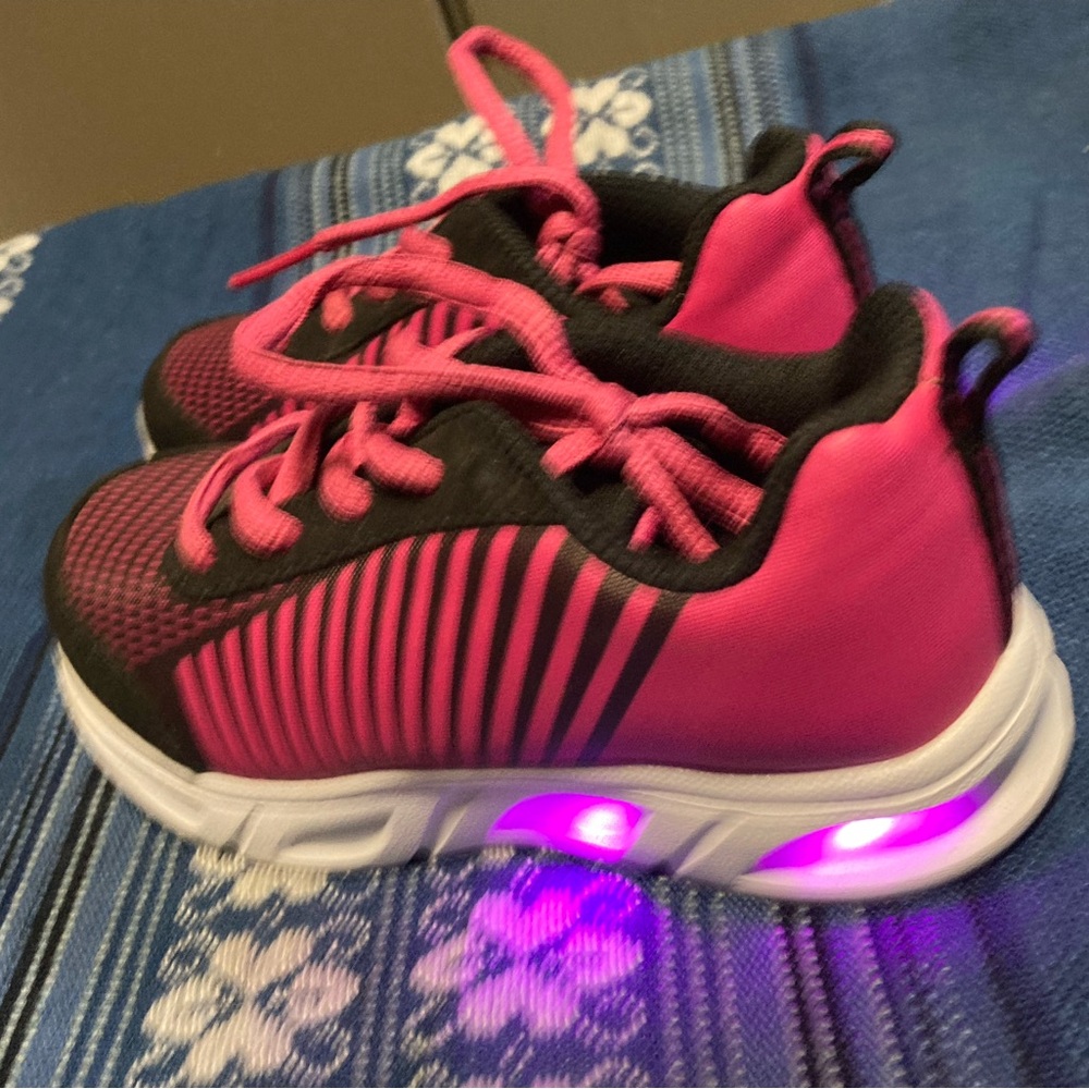 Kids' Pink and Black Light-Up Sneakers